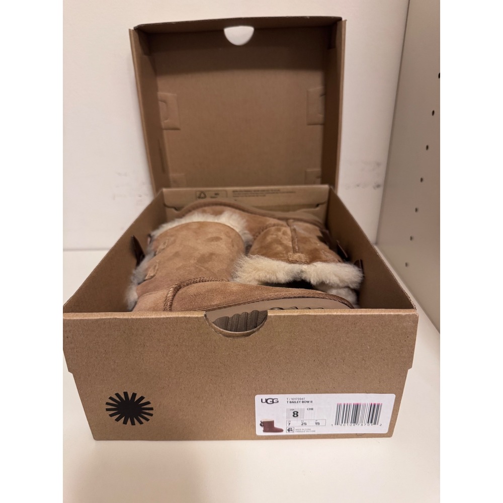 UGG Toddler Bailey Bow II Chestnut Suede Boots Size 8 NEW - Picture 7 of 7